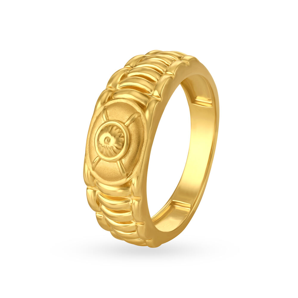 Ethnic Radiant Gold Ring for Men